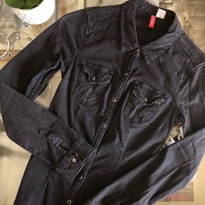 Black Denim H&M Button-Down Shirt